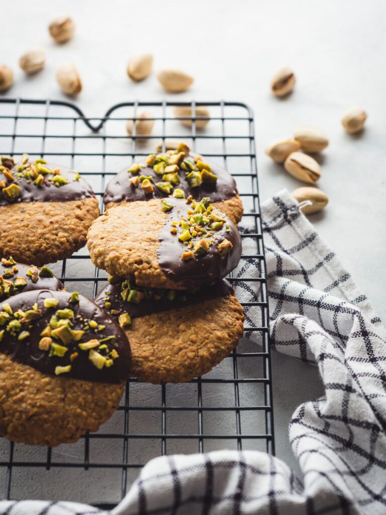 Chocolate-Dipped Pistachio Cookies