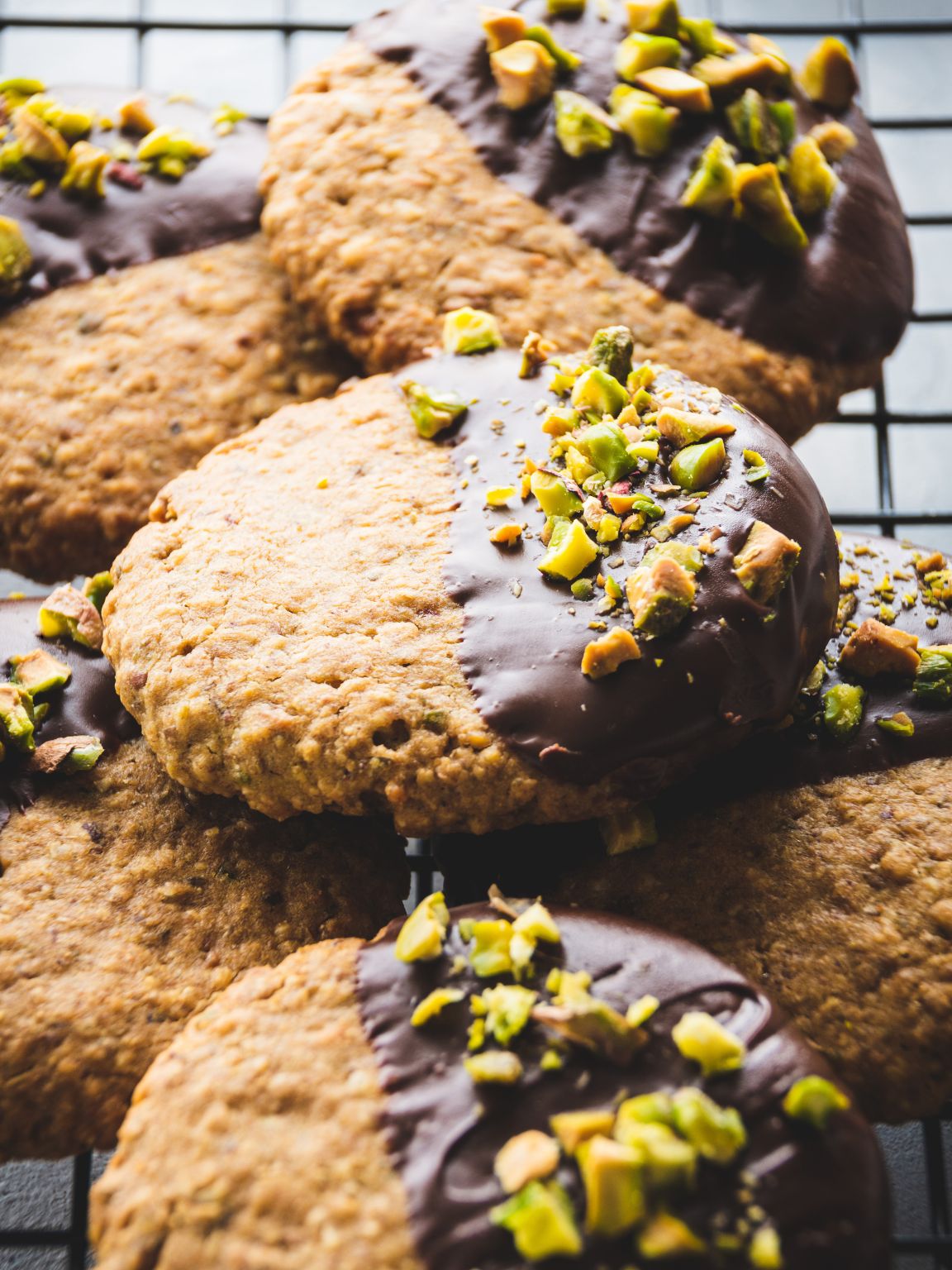 Chocolate-Dipped Pistachio Cookies