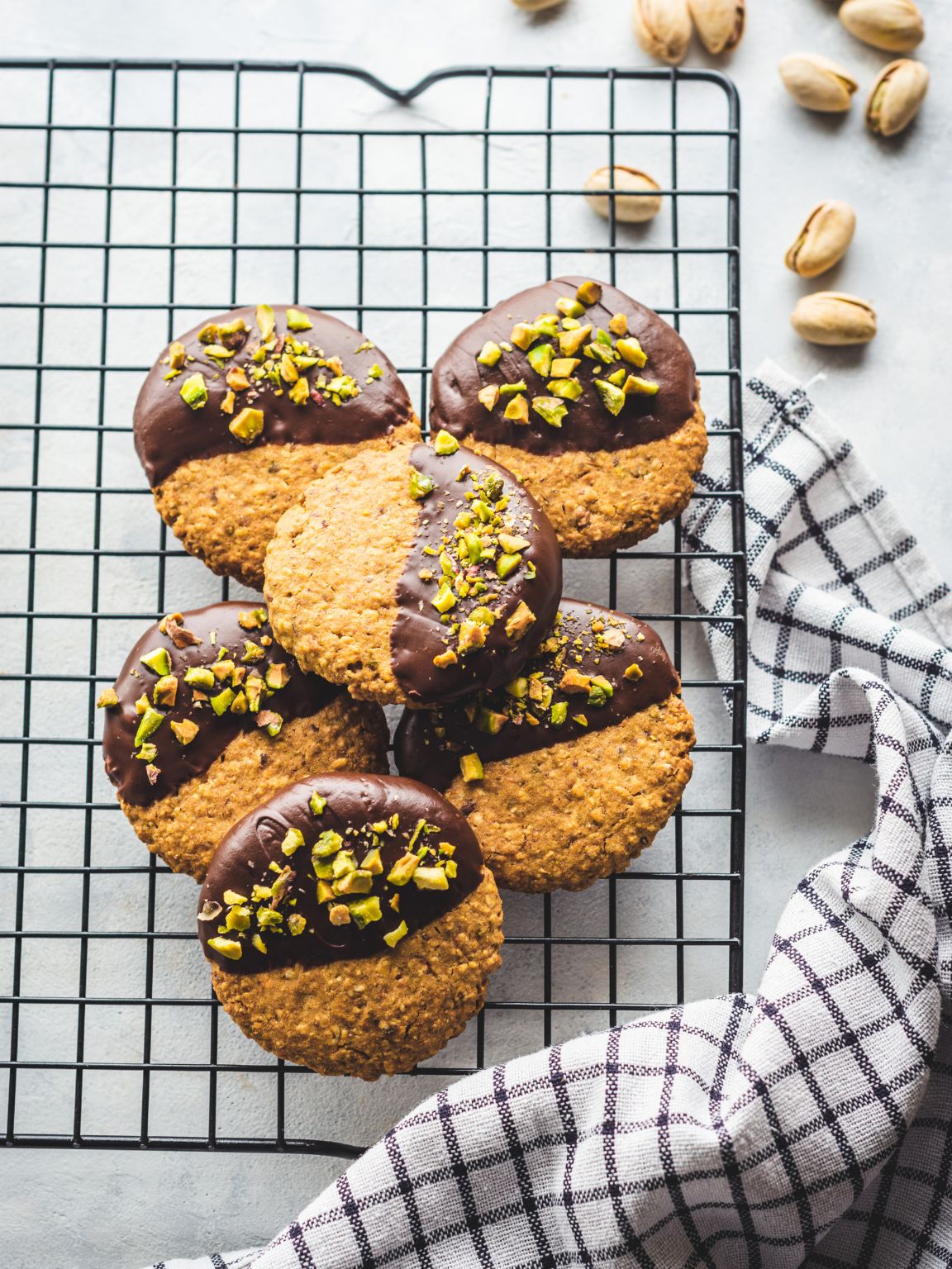 Chocolate-Dipped Pistachio Cookies