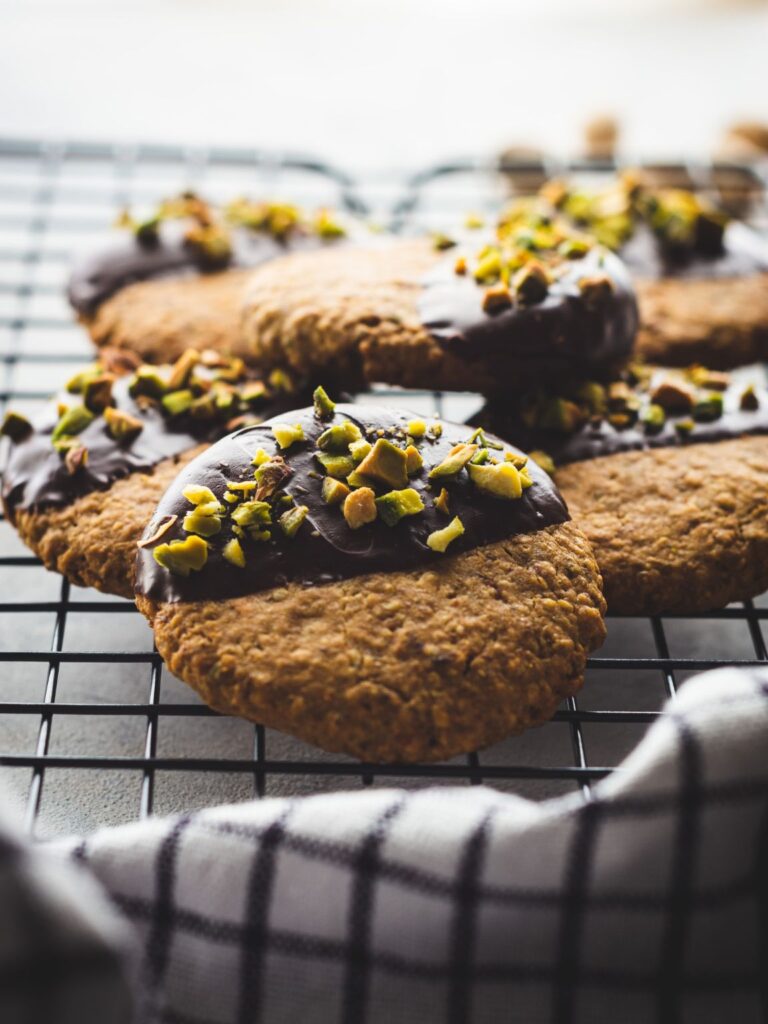 Chocolate-Dipped Pistachio Cookies