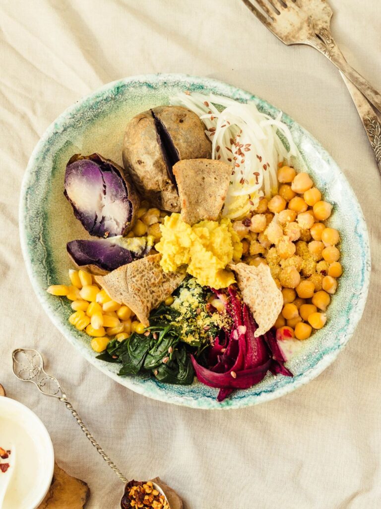 Roasted Spinach & Sweet Potato Buddha Bowl