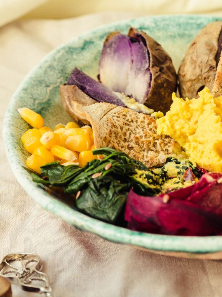 Roasted Spinach & Sweet Potato Buddha Bowl