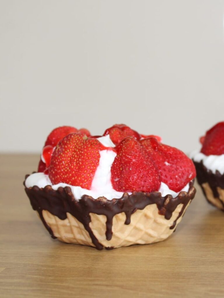 Strawberry Brownie Waffle Bowls
