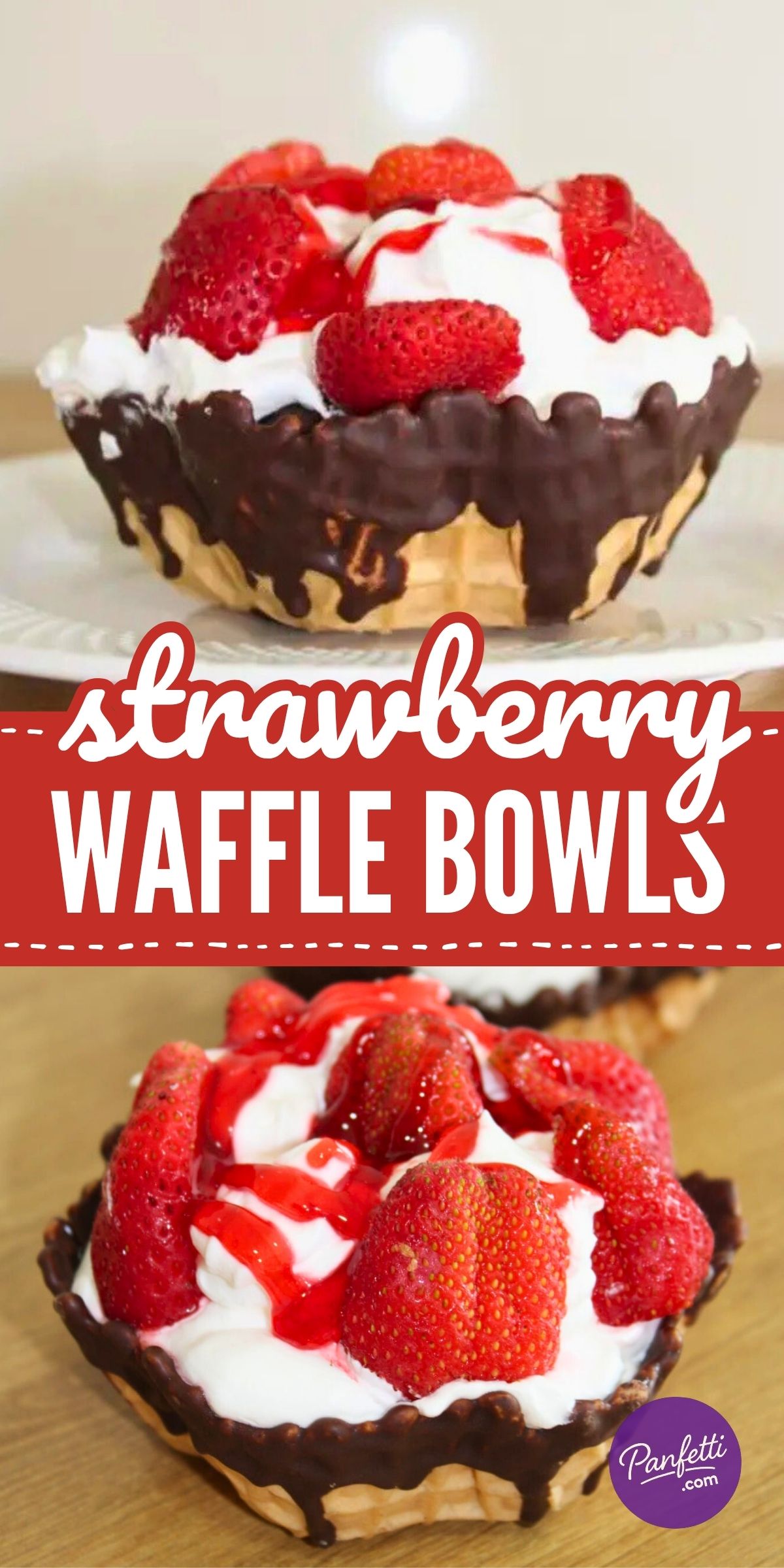 Strawberry Brownie Waffle Bowls
