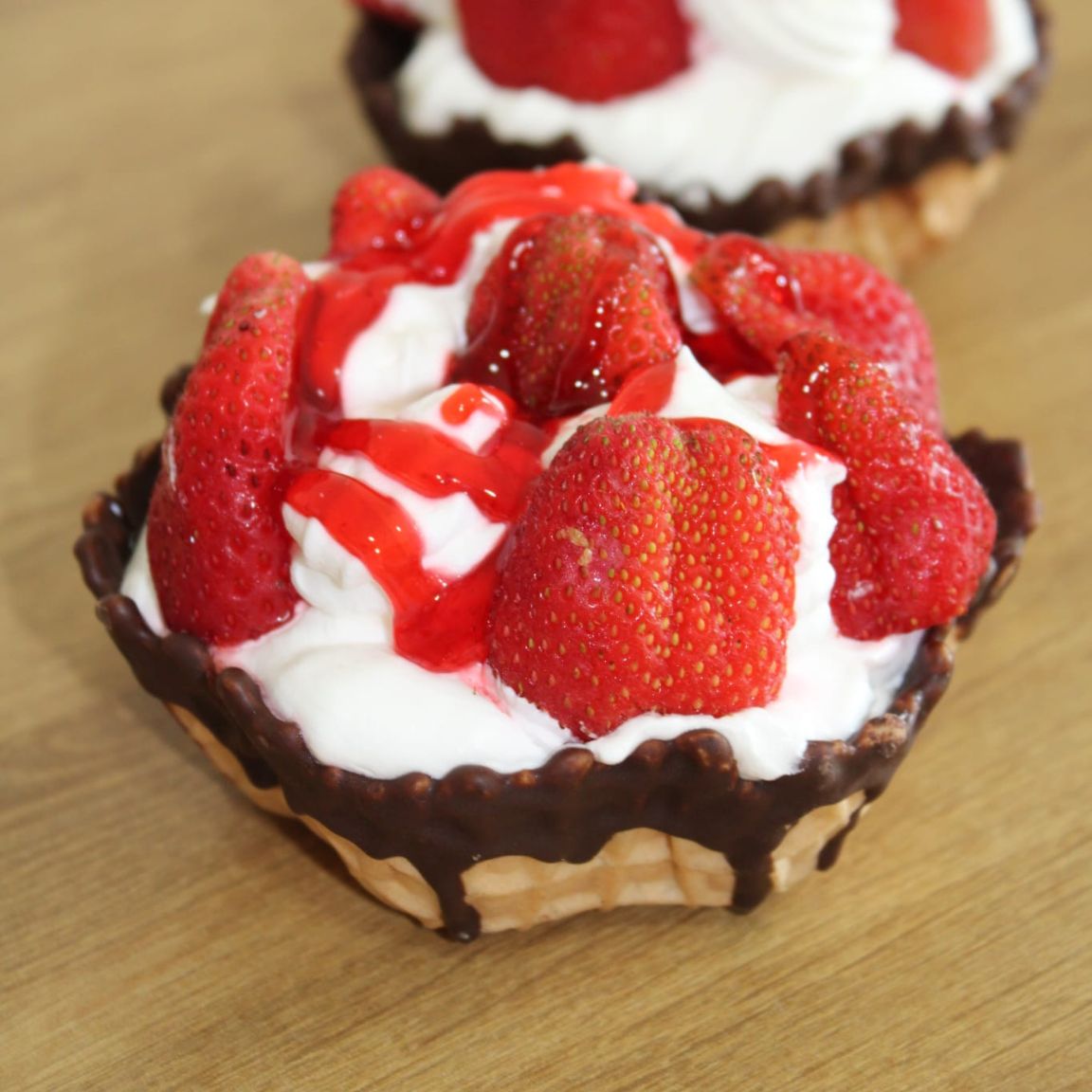 Strawberry Brownie Waffle Bowls