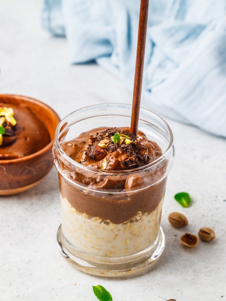 Chocolate Cottage Cheese Mousse Overnight Oats