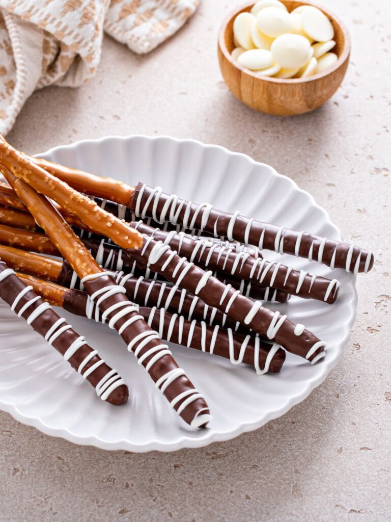 Dark Chocolate Dipped Pretzel Rods