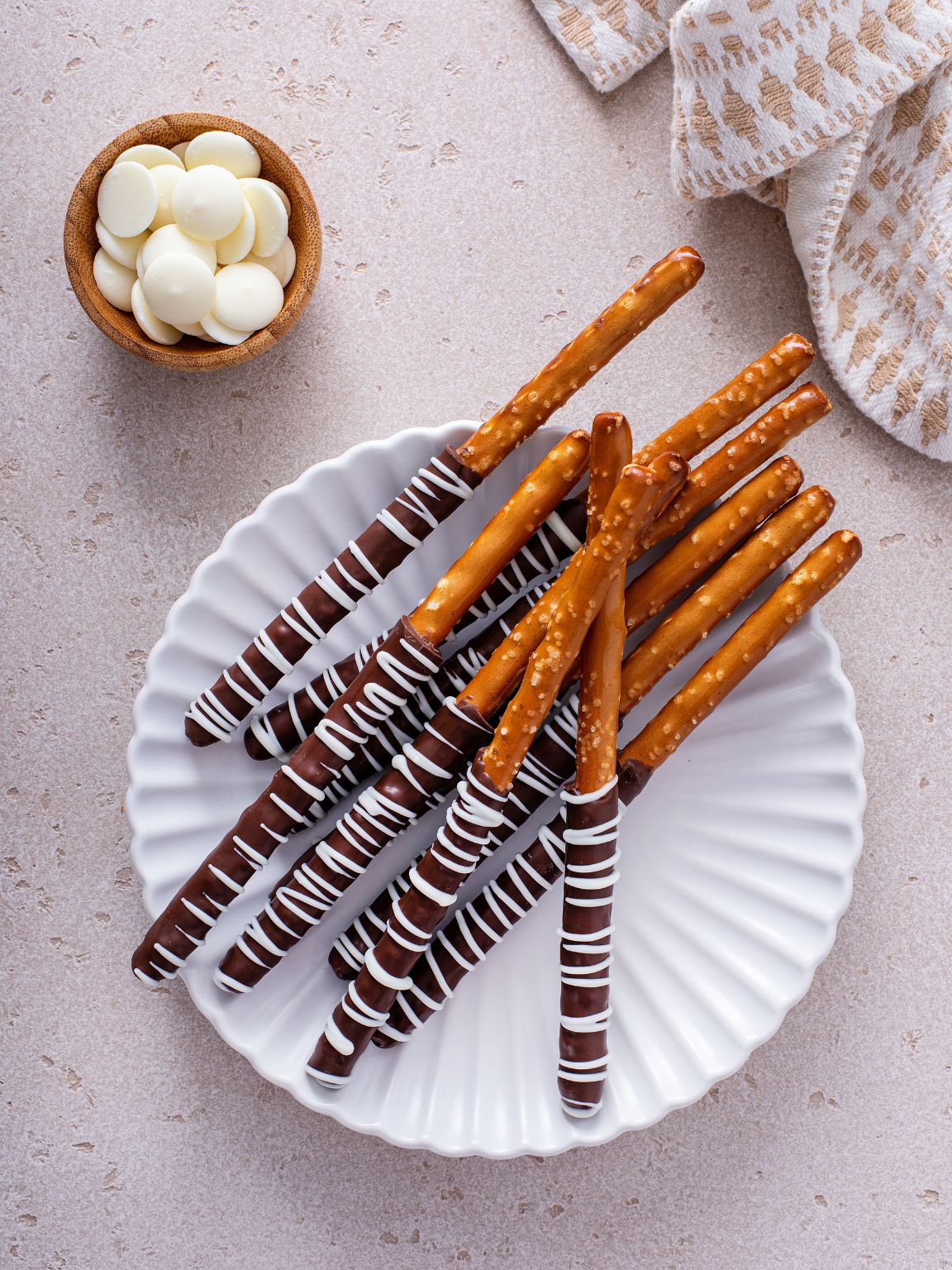Dark Chocolate Dipped Pretzel Rods