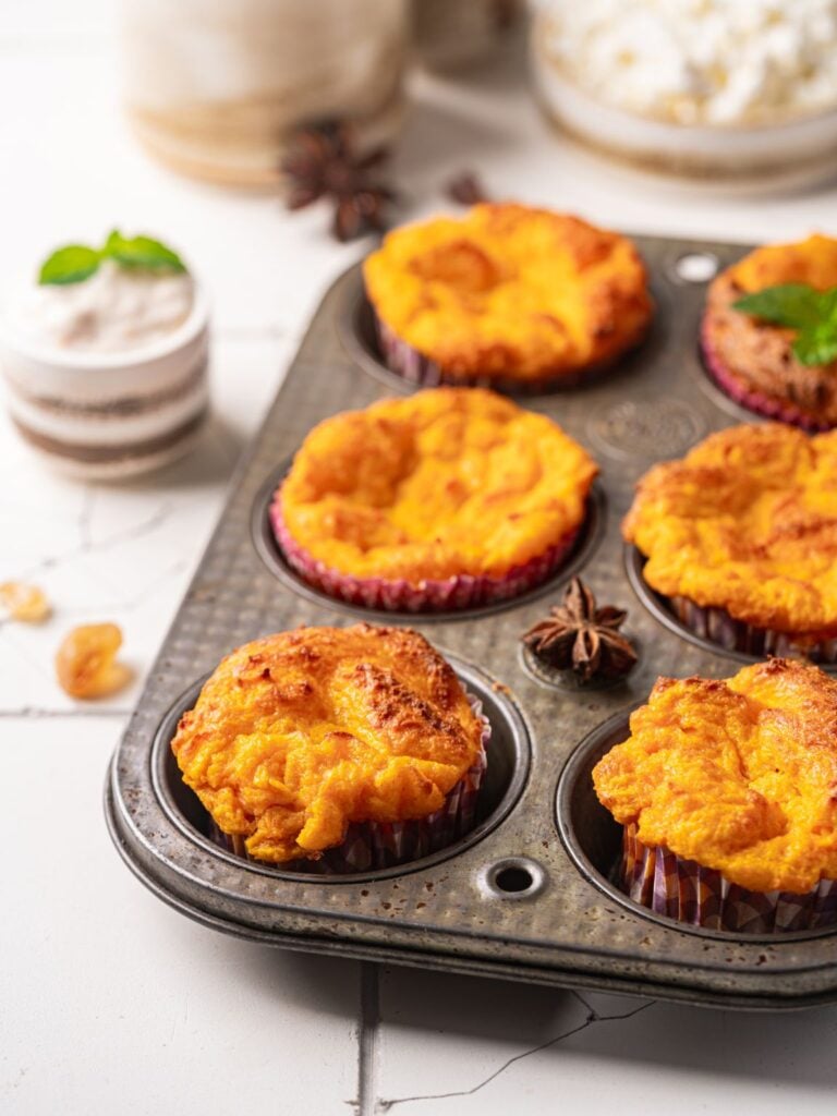 Healthy Cottage Cheese Pumpkin Soufflé Muffins
