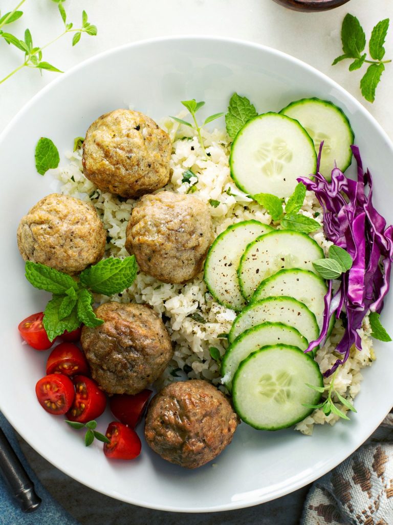 Healthy Low Carb Turkey Meatball Bowls