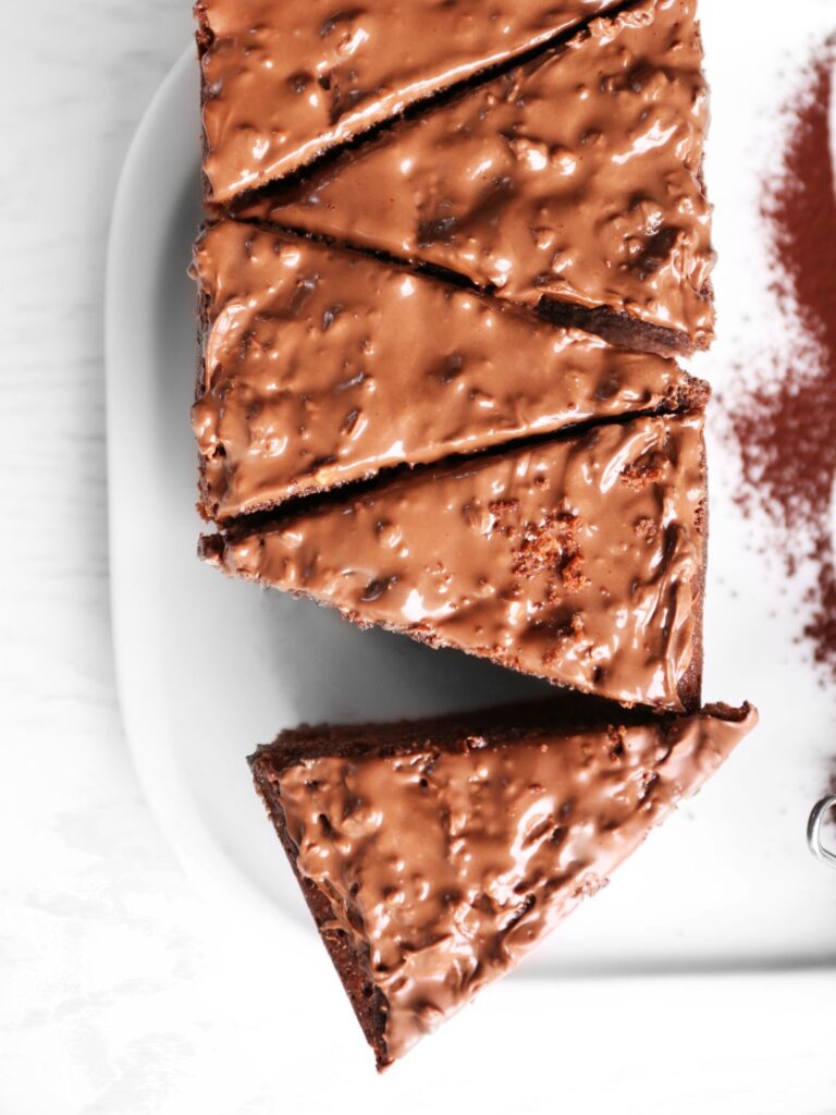 Low Calorie Chocolate Cake with Hazelnut Topping