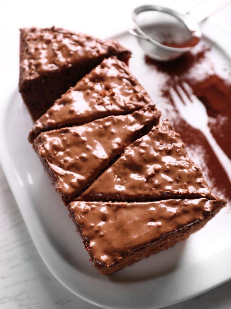 Low Calorie Chocolate Cake with Hazelnut Topping