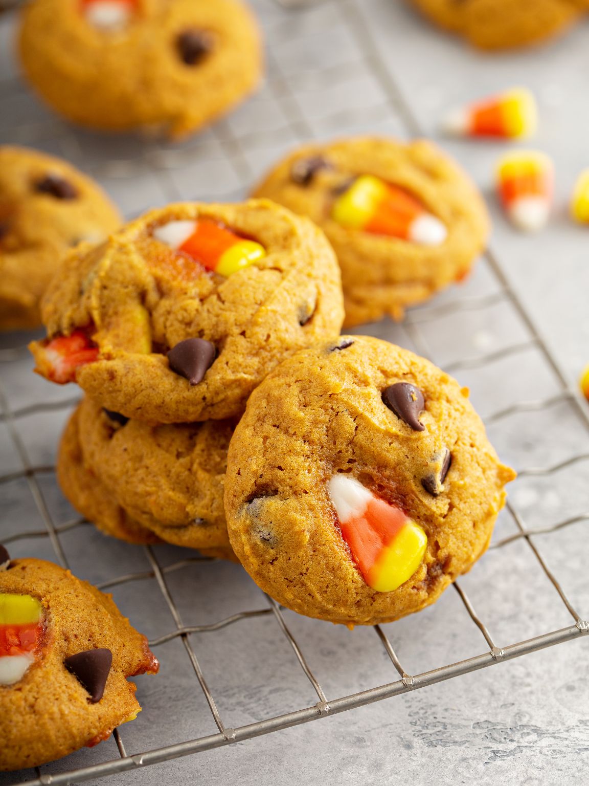 Pumpkin Candy Corn Chocolate Chip Cookies