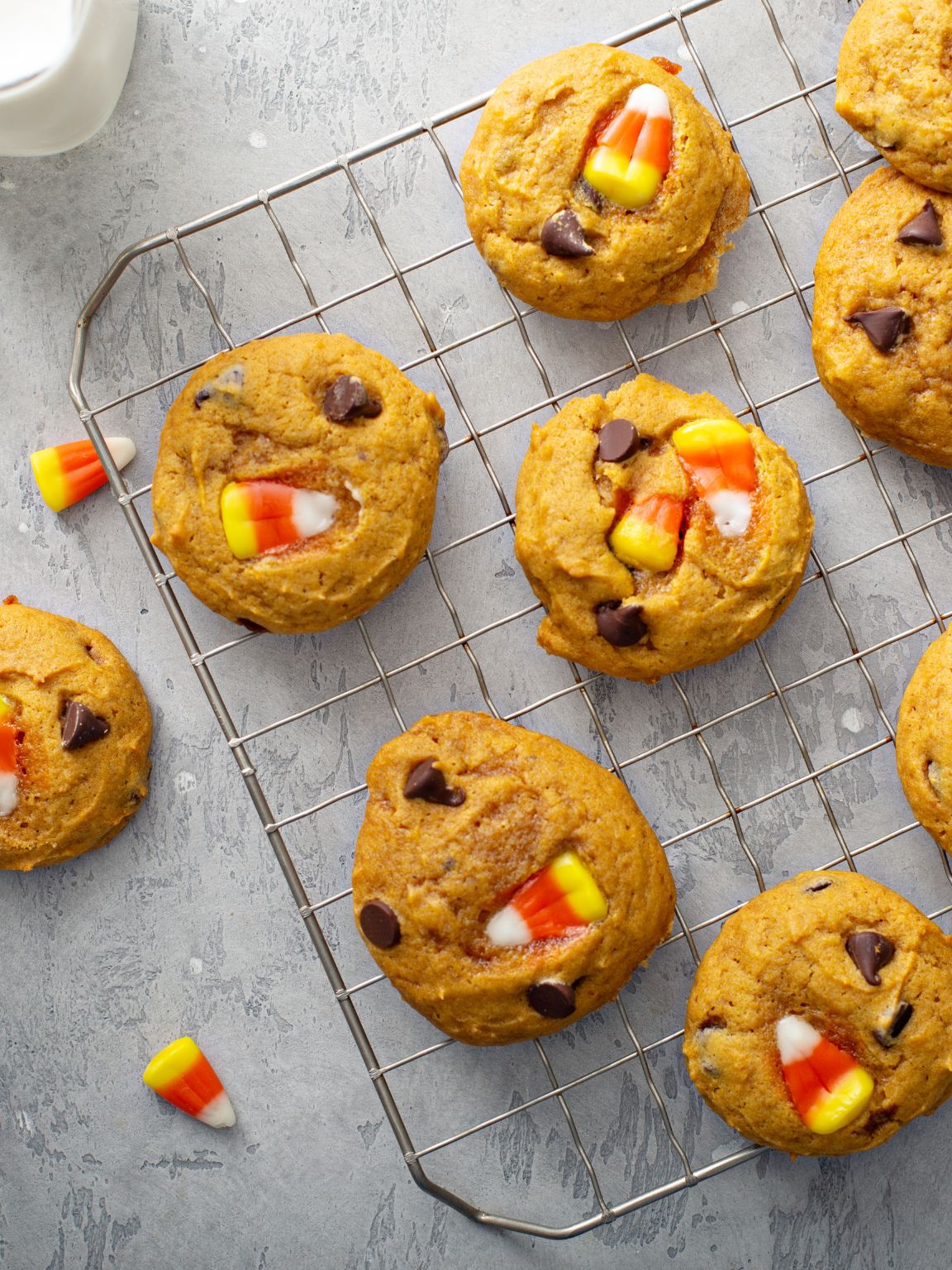 Pumpkin Candy Corn Chocolate Chip Cookies