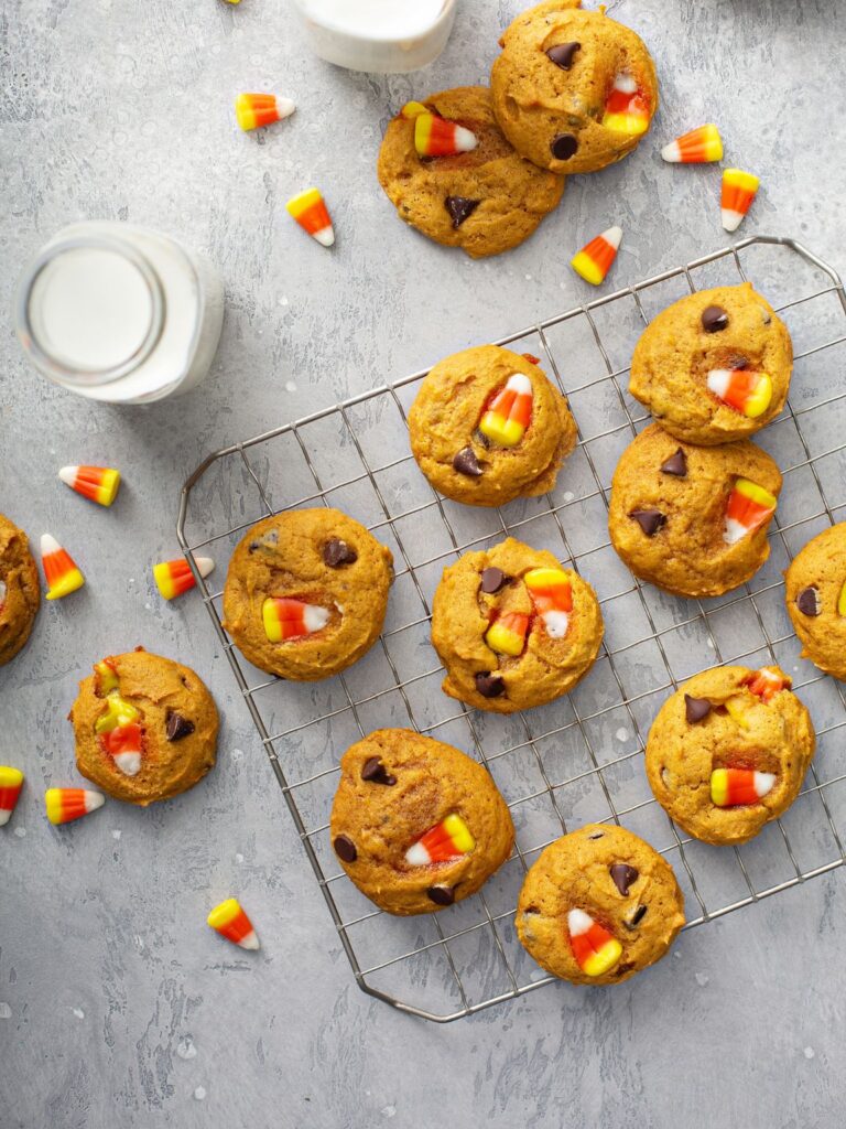 Pumpkin Candy Corn Chocolate Chip Cookies