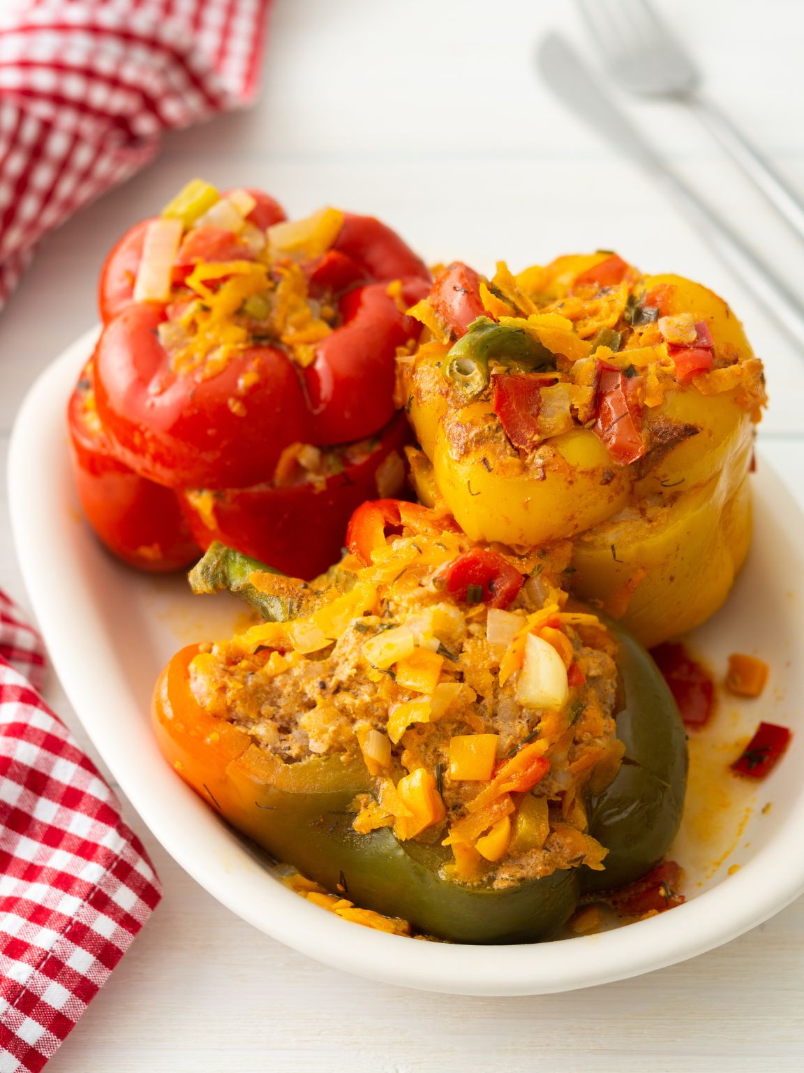 Spiced Meat & Rice Stuffed Peppers