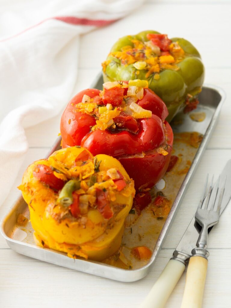 Spiced Meat & Rice Stuffed Peppers