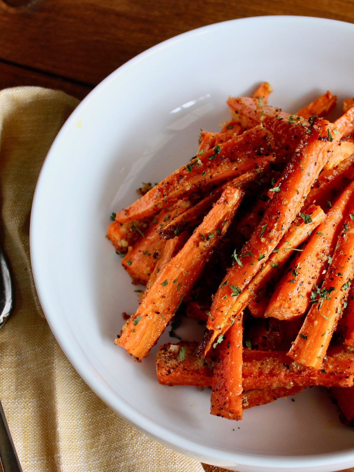 Crispy Garlic Parmesan Roasted Carrot Fries (Keto-Friendly)