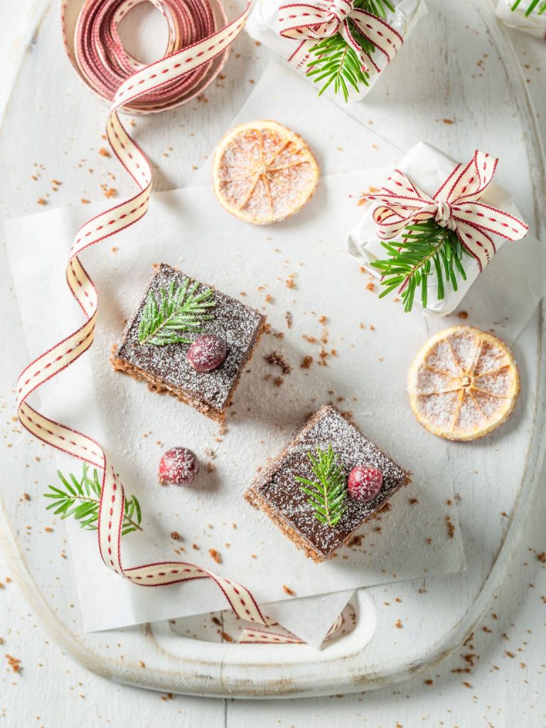 Gingerbread Plum Bars with Chocolate Ganache
