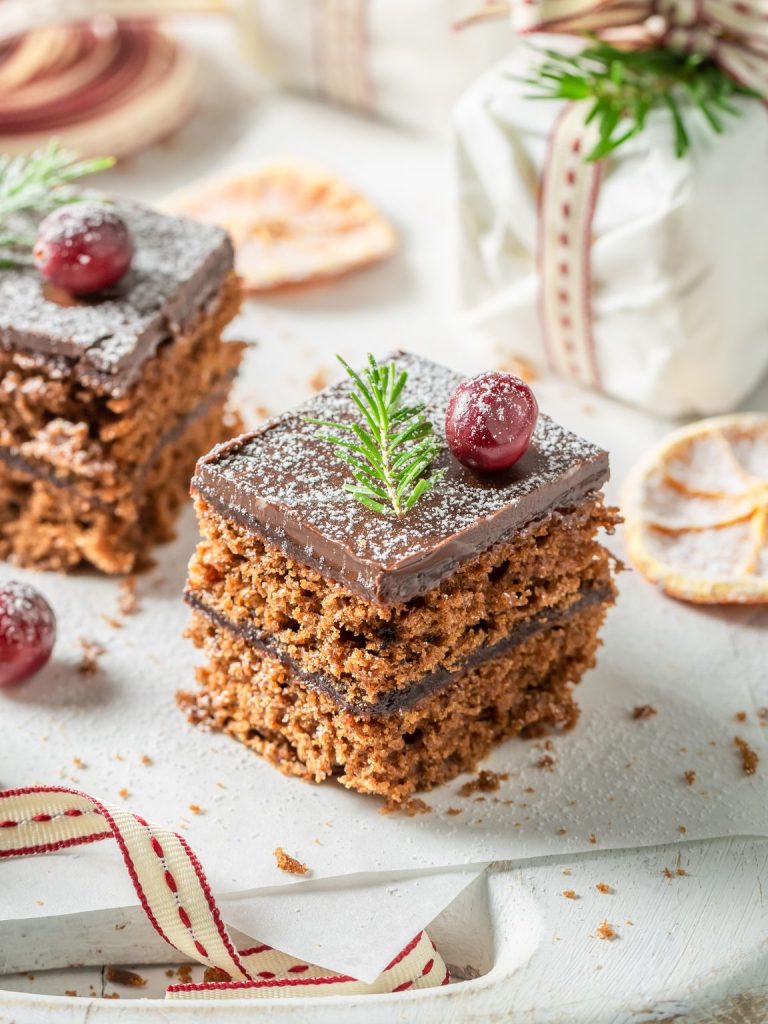 Gingerbread Plum Bars with Chocolate Ganache