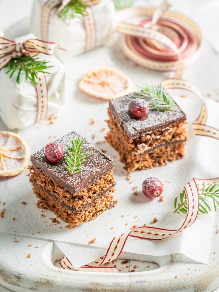 Gingerbread Plum Bars with Chocolate Ganache