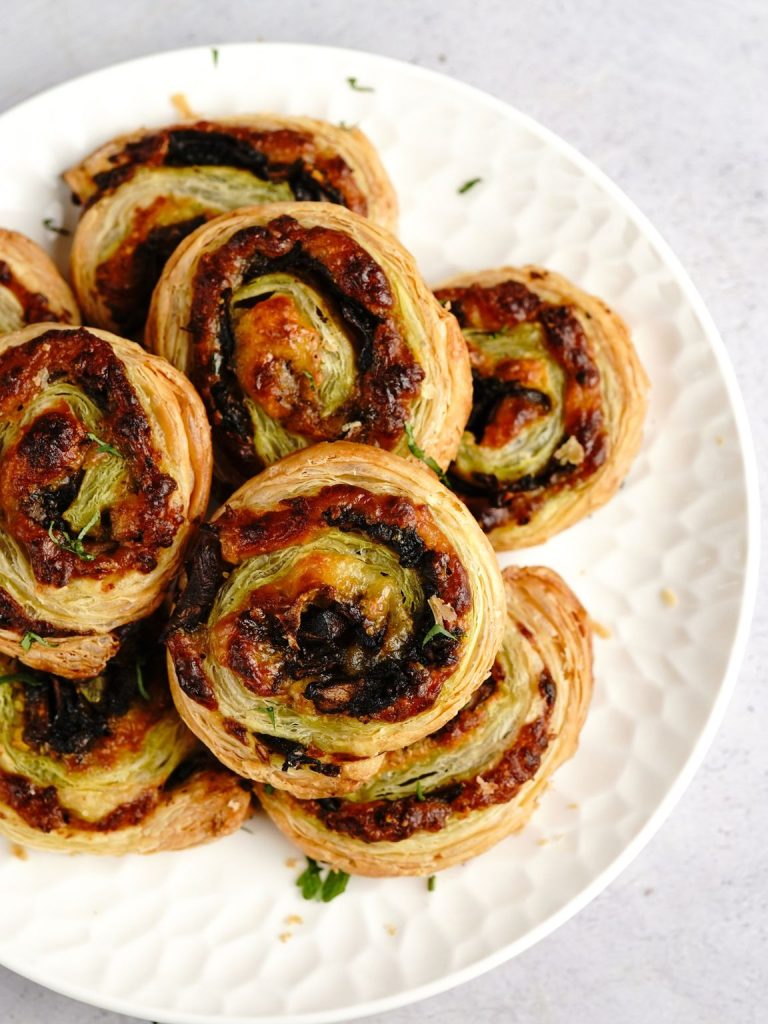 Mushroom Garlic Pinwheels with Parmesan & Herbs