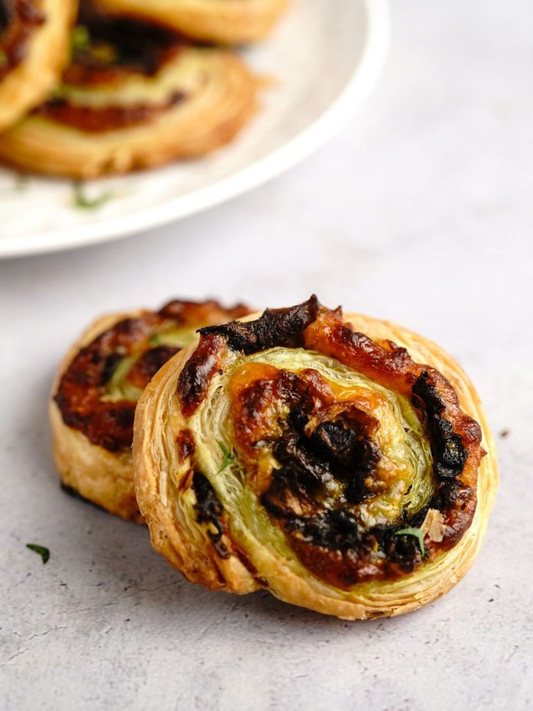 Mushroom Garlic Pinwheels with Parmesan & Herbs