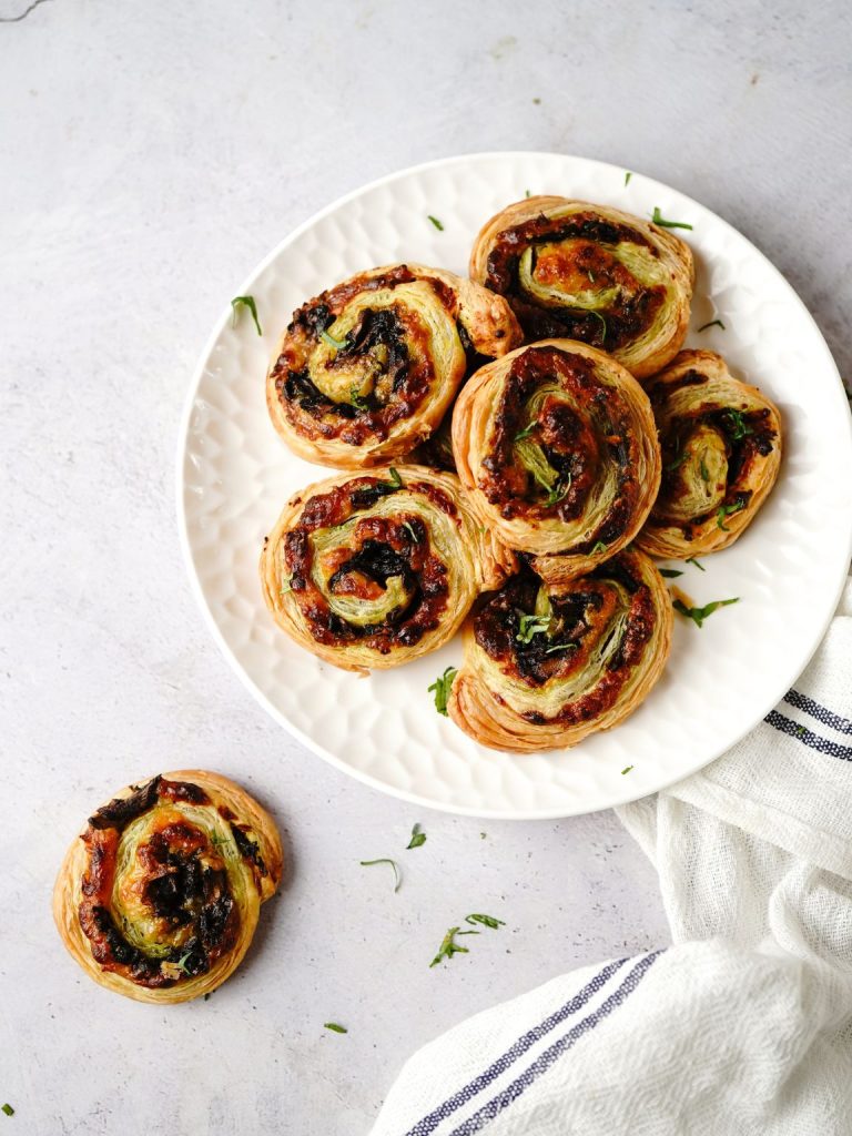 Mushroom Garlic Pinwheels with Parmesan & Herbs