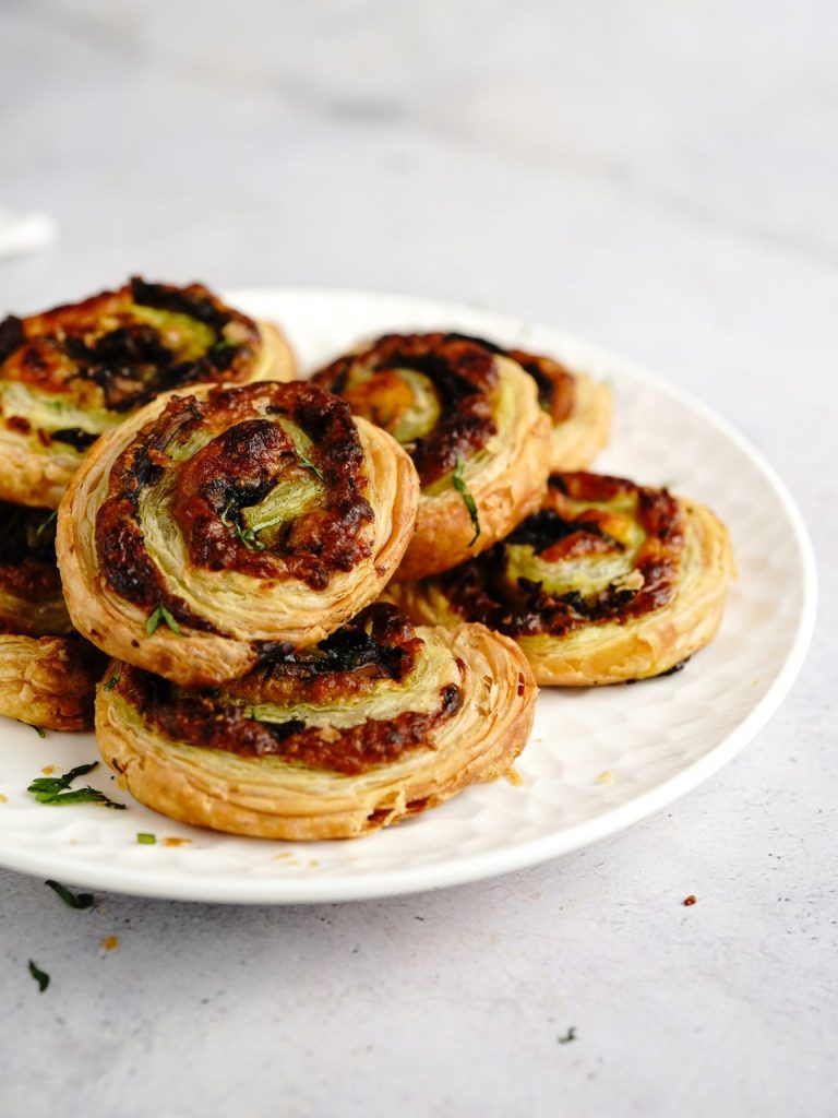 Mushroom Garlic Pinwheels with Parmesan & Herbs