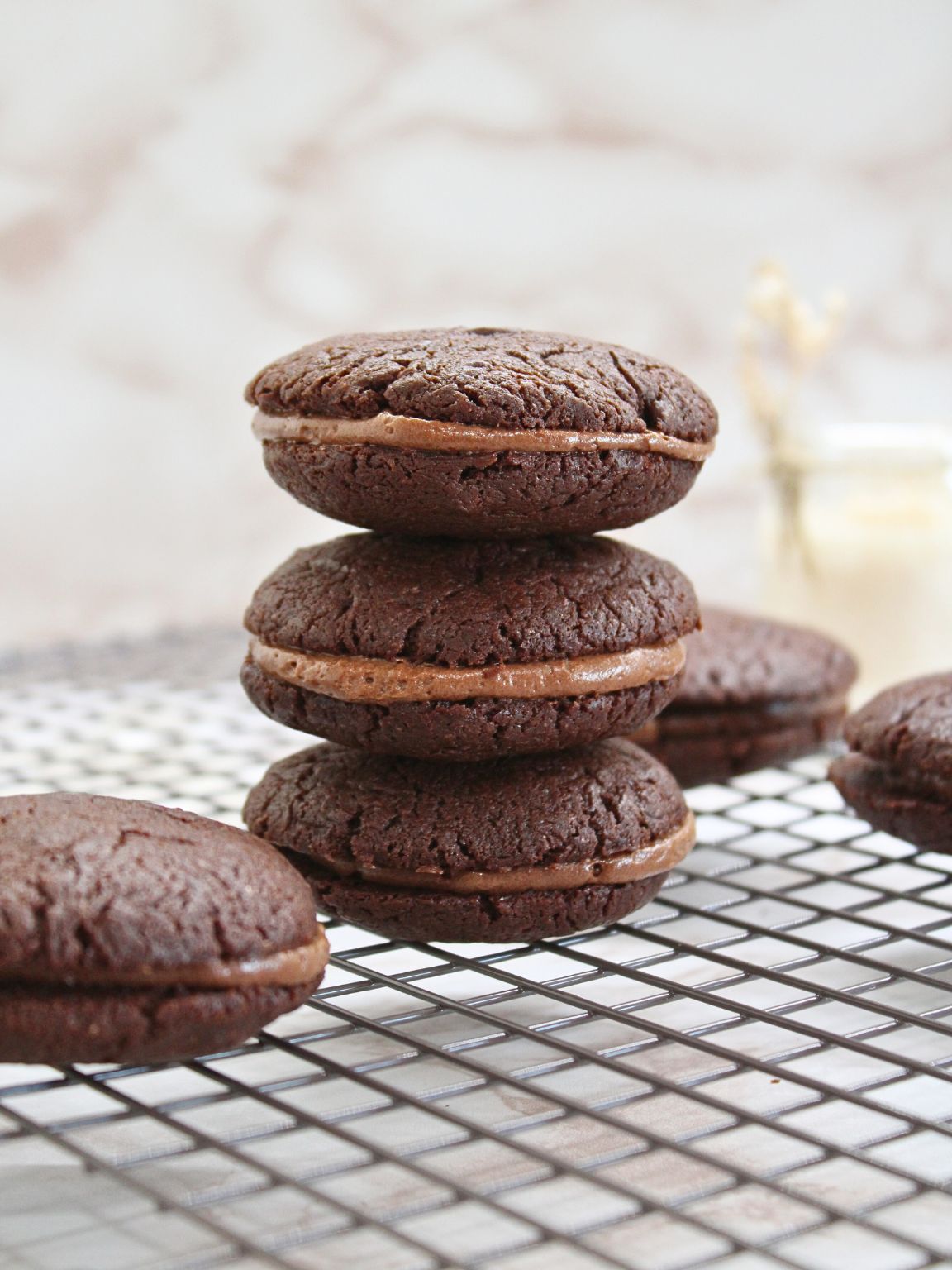 Brownie Sandwich Cookies with Chocolate Mousse