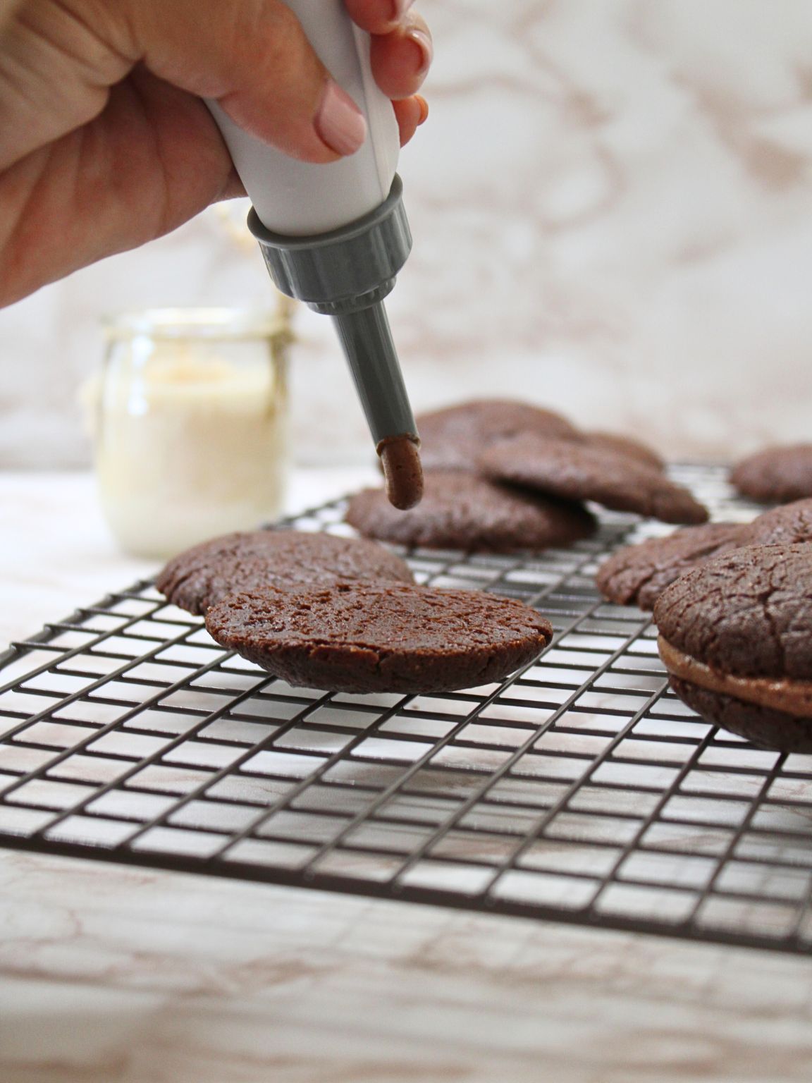 Brownie Sandwich Cookies with Chocolate Mousse