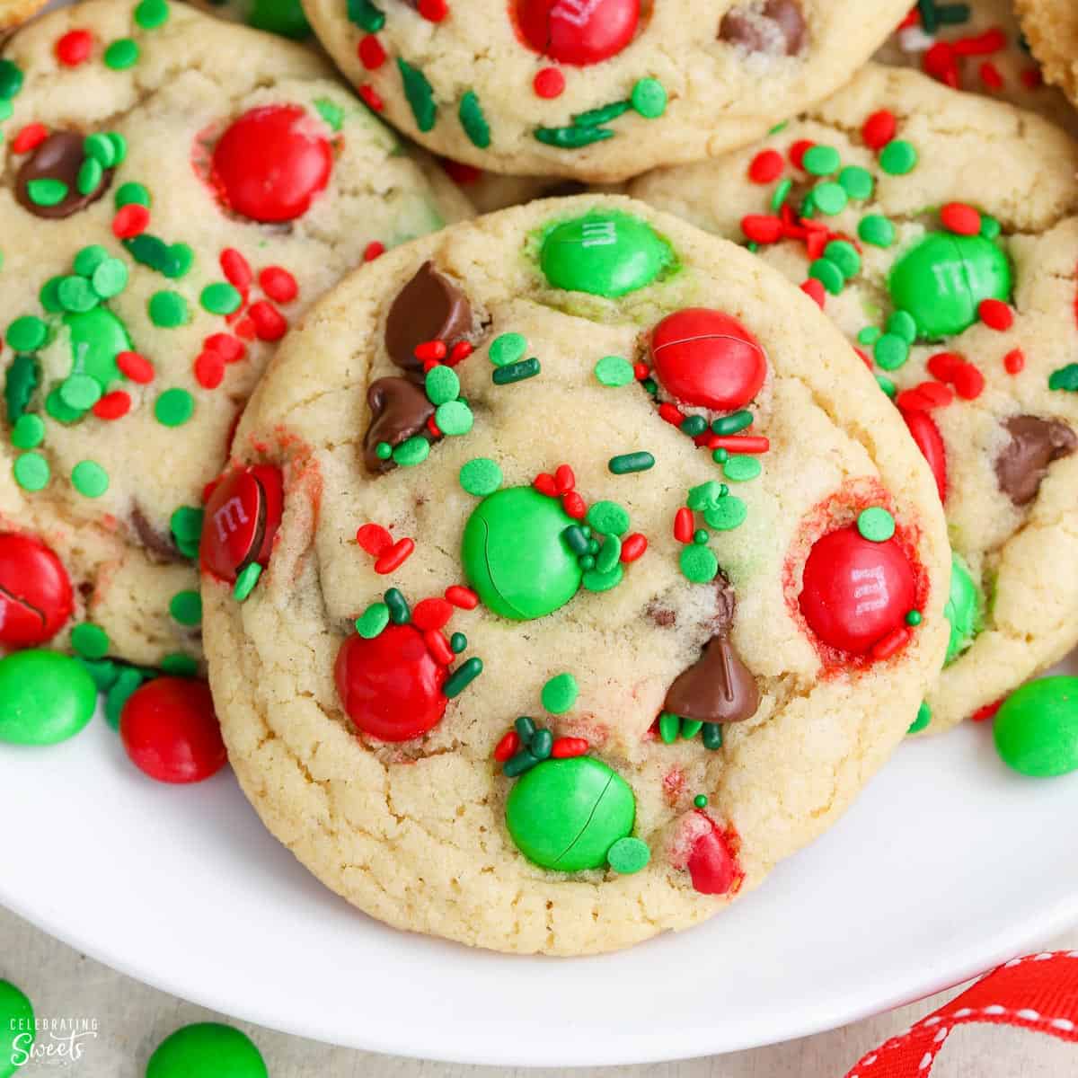 M&M Christmas Cookies by Celebrating Sweets