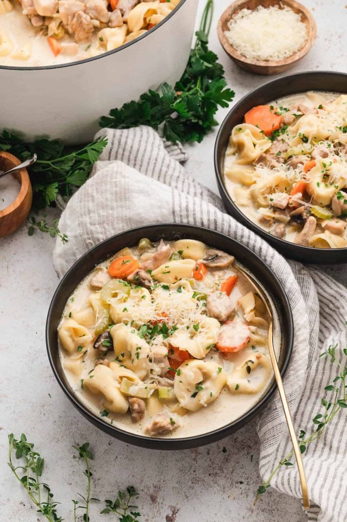 Creamy Chicken Tortellini Mushroom Soup