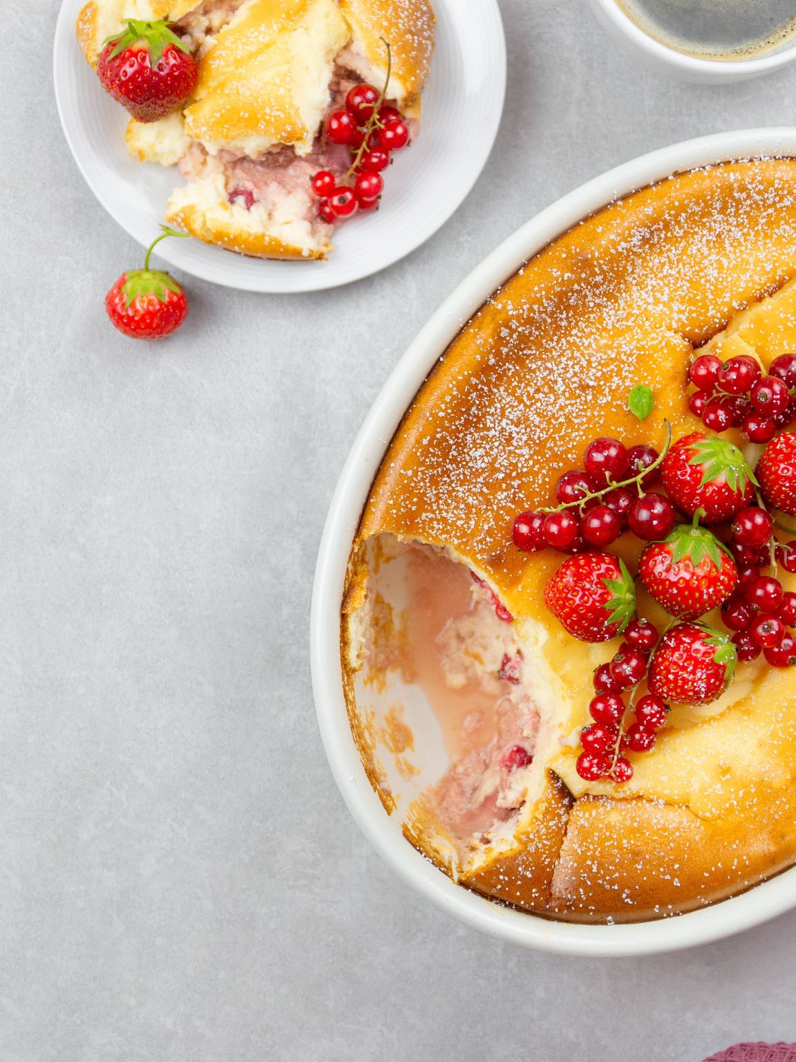 Fluffy Cottage Cheese Berry Bake