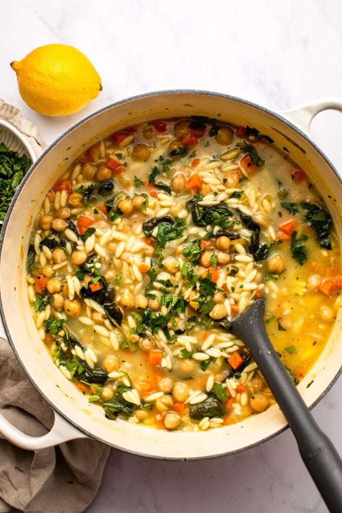 Lemon Chickpea Orzo Soup