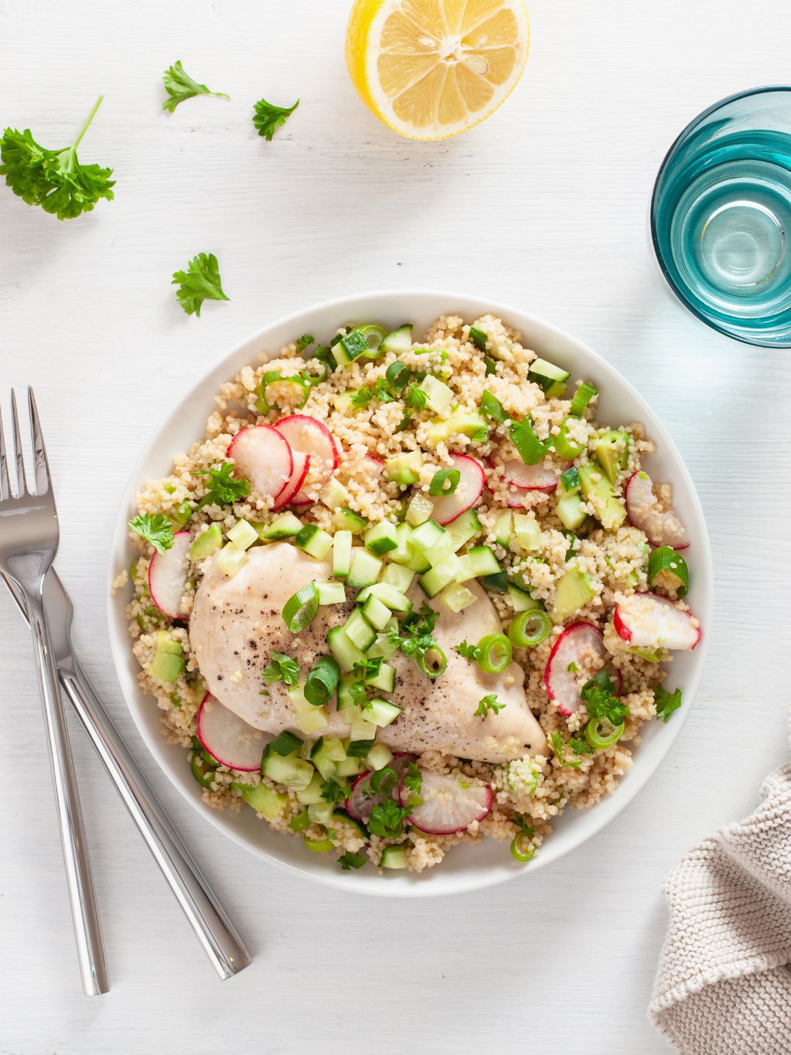 Lemon Herb Chicken Couscous Bowls