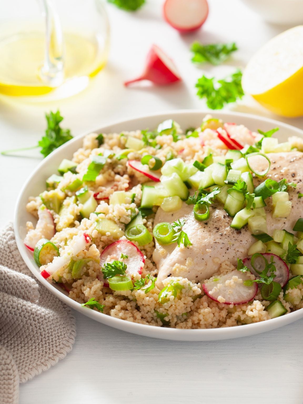Lemon Herb Chicken Couscous Bowls