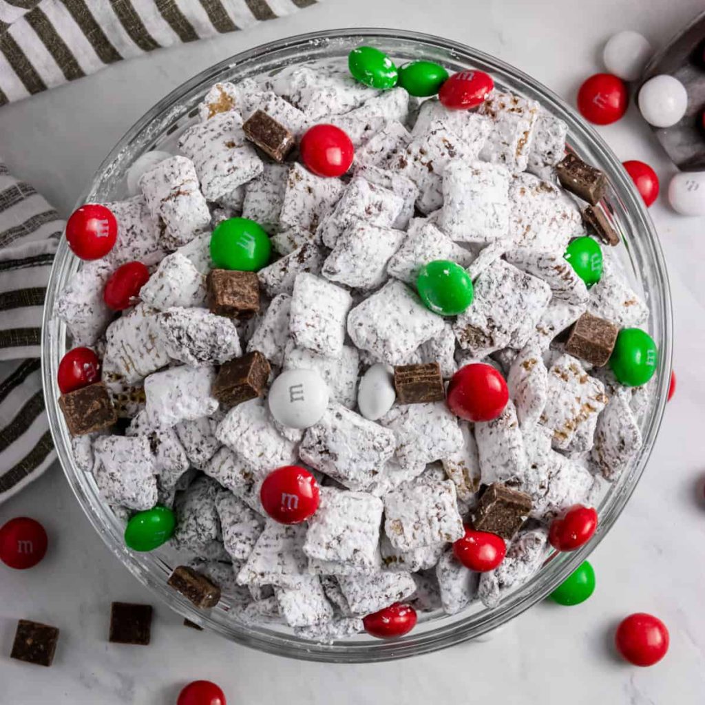 Dark Chocolate Peppermint Christmas Puppy Chow