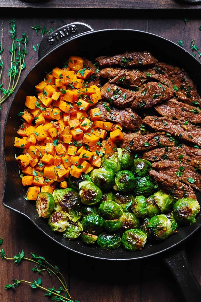 Garlic Butter Steak with Brussels Sprouts