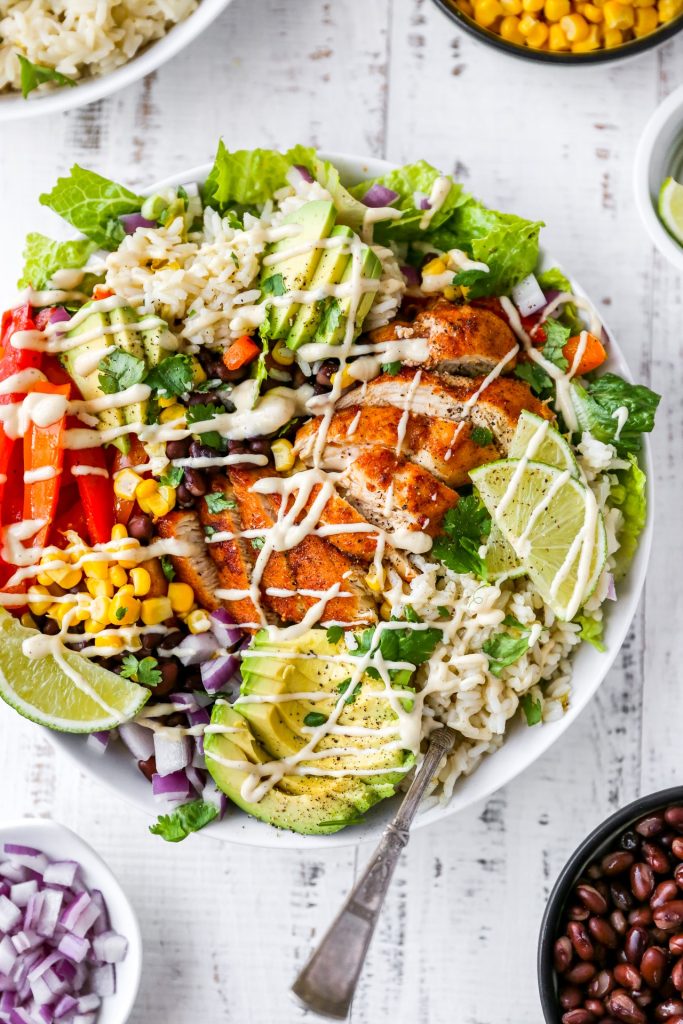 Healthy Fajita Chicken Burrito Bowls