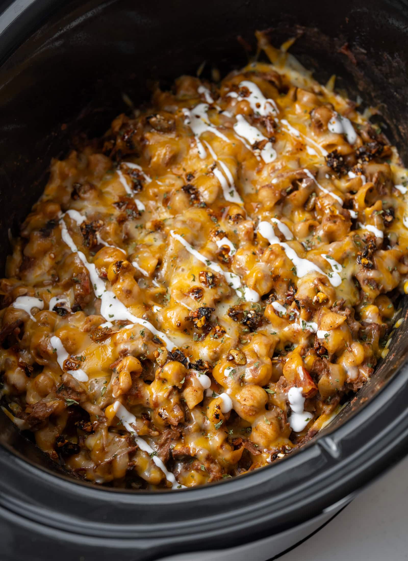 High Protein Crockpot Chili Mac