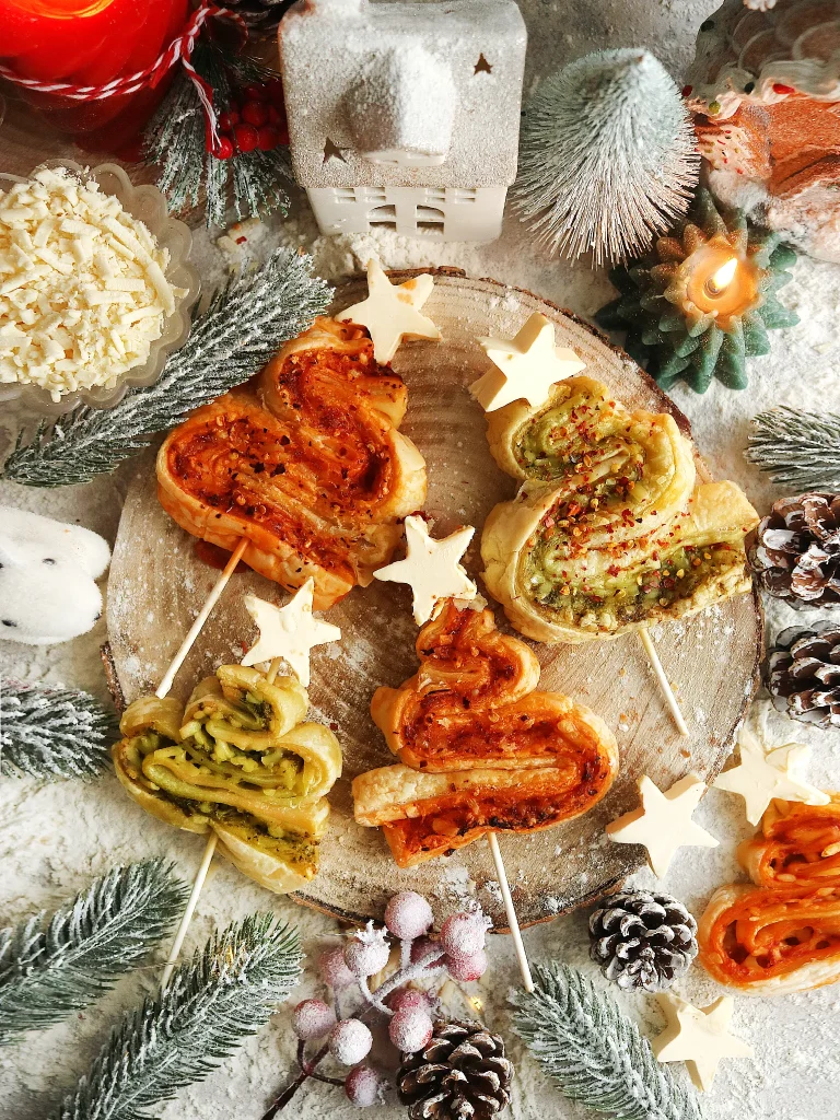Puff Pastry Pizza Christmas Trees