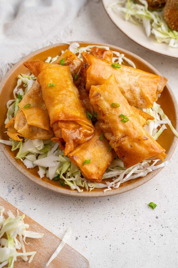 Fried Shrimp Egg Rolls with Cabbage
