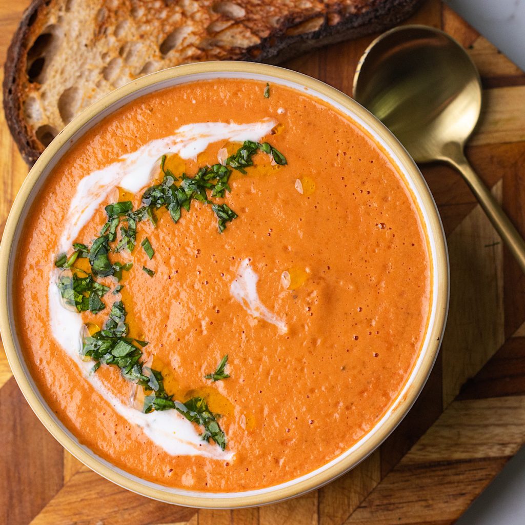 High Protein Tomato Soup with Cottage Cheese
