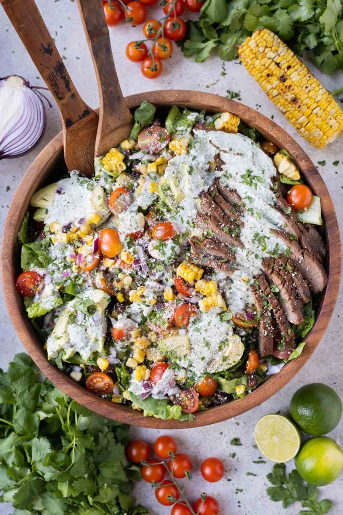 Steak Fajita Salad with Cilantro Lime Dressing