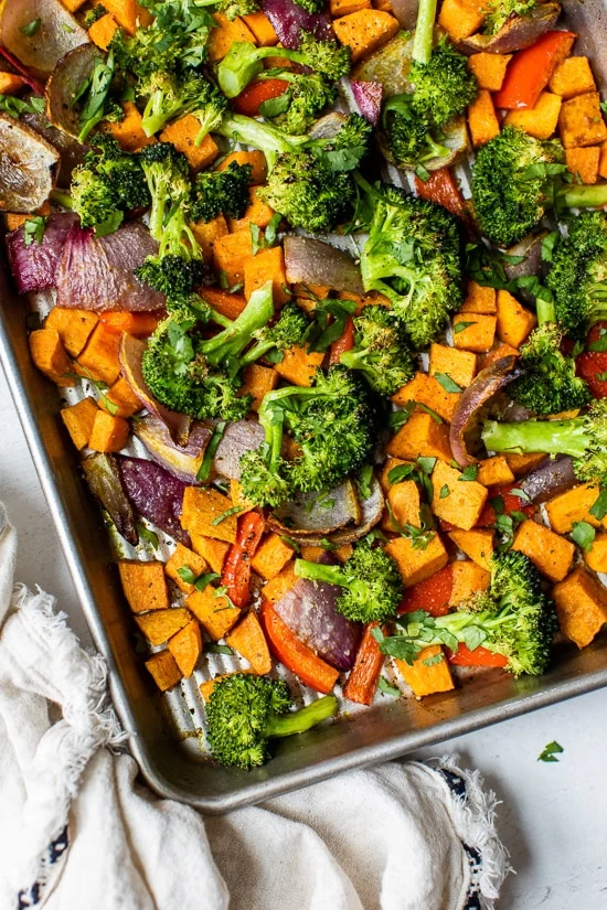 Warm Curry Roasted Sheet Pan Vegetable Salad