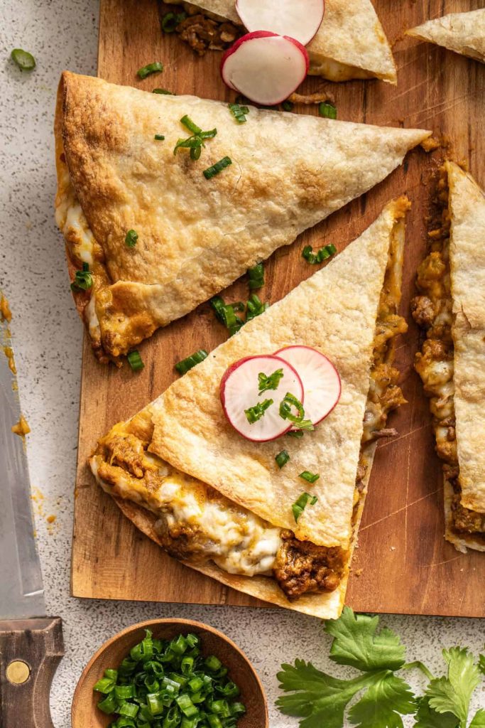 Baked Sheet Pan Beef Quesadillas