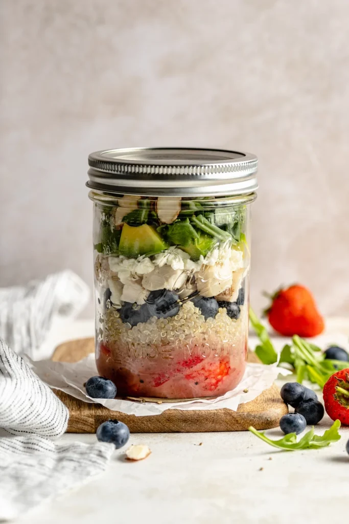 Balsamic Chicken Berry Salad in a Jar