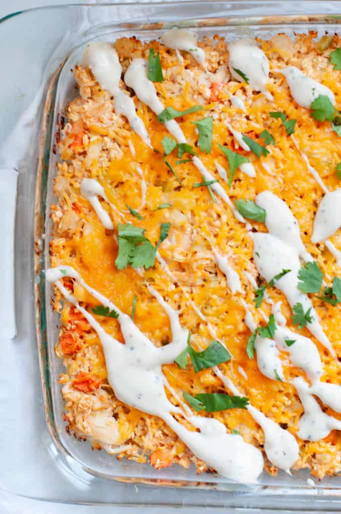 Buffalo Chicken Casserole With Cauliflower