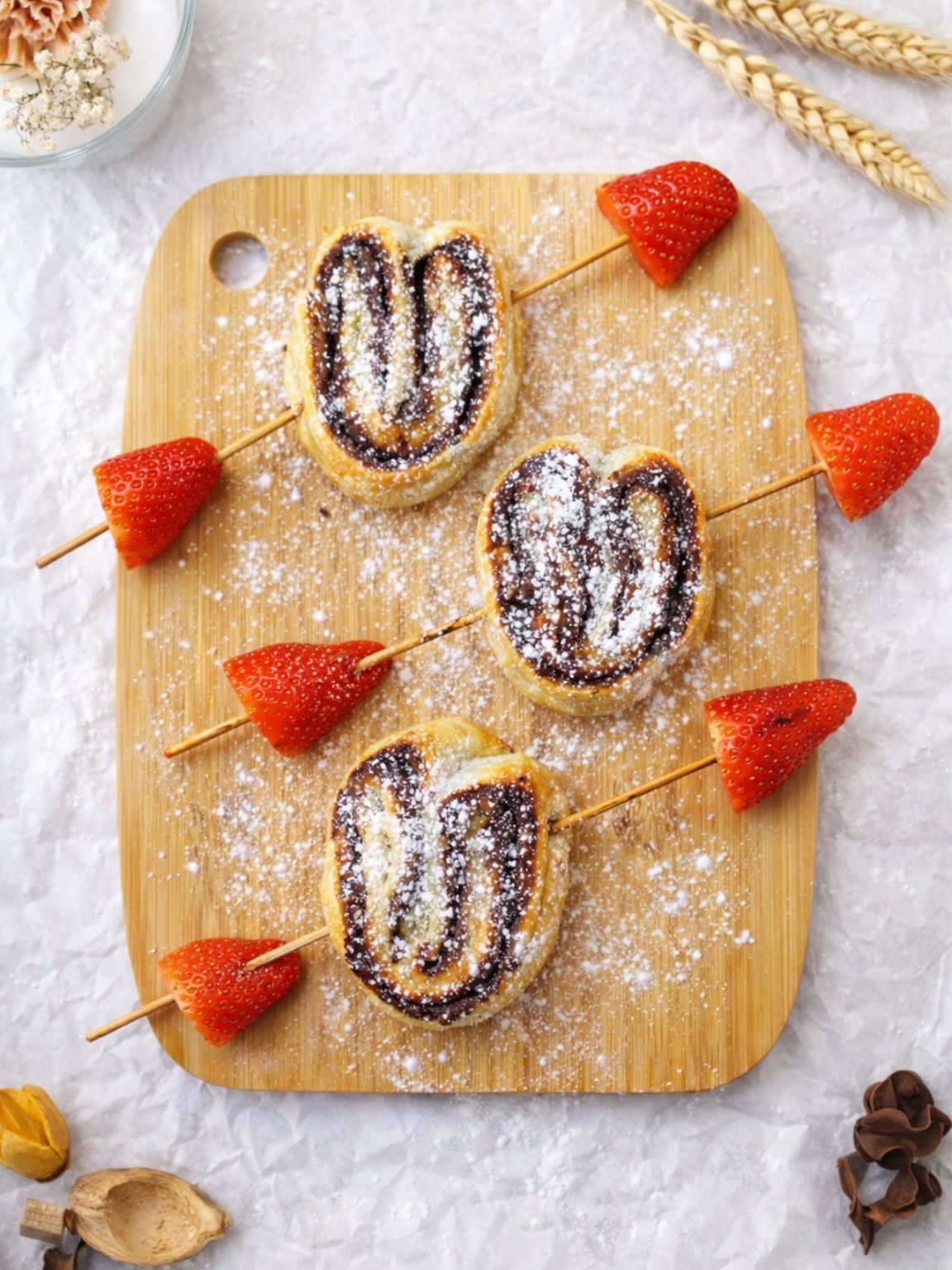 Chocolate Puff Pastry Hearts (3 Ingredients)